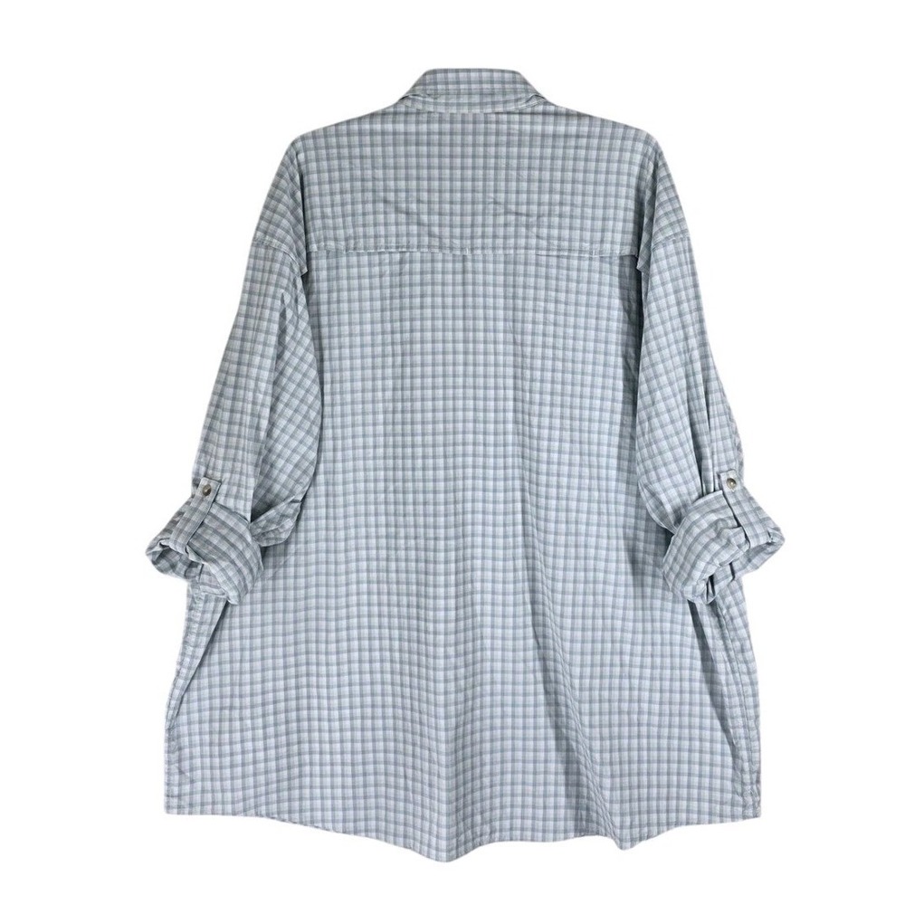 Poncho Bird Island Fishing Shirt Mens 3XL Blue Gingham Magnetic Pocket LS Vented - Picture 6 of 16